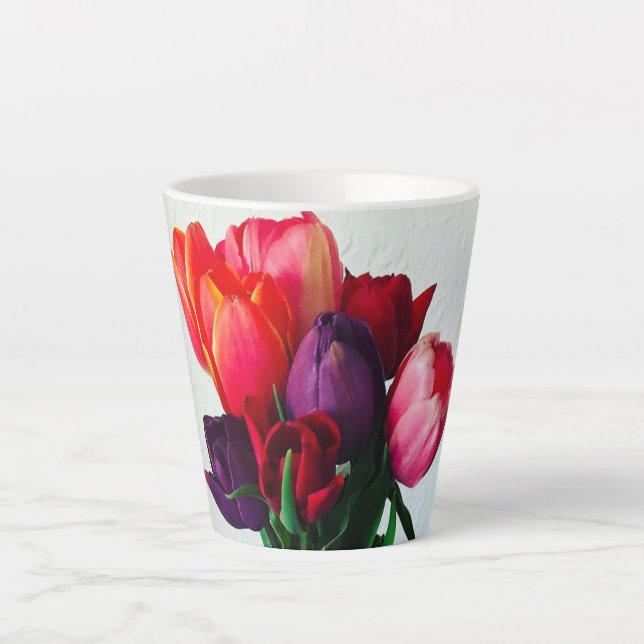 Spring Tulip Bouquet Latte Mug (Front)
