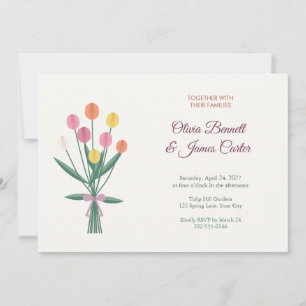 Spring Tulip Bouquet Wedding Invitation