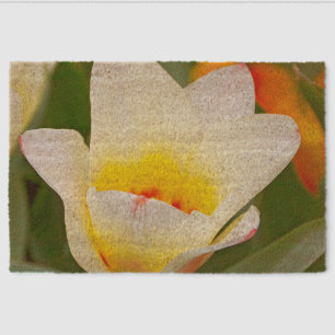 Spring Tulip Close-Up Photo Fiber Doormat