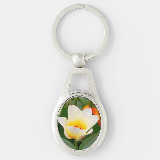 Spring Tulip Close-Up Photo Keychain (Front)