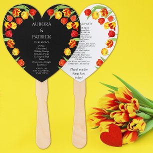 Spring Tulip Colorful Wedding Ceremony Program Hand Fan