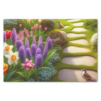 Spring Tulip Daffodils Hyacinth FloralTissue Paper