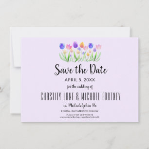Spring Tulip Elegant Lavender Modern Wedding Save The Date