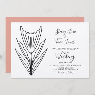 Spring Tulip Floral Hand Drawn Earthy  Invitation