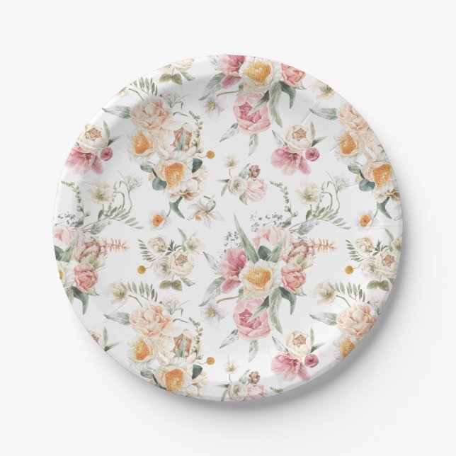 Spring Tulip Flower Paper Plates (Front)