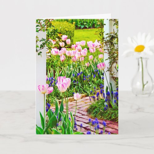 Spring Tulip Garden Birthday Card