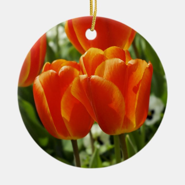 Spring Tulip Garden Ceramic Ornament (Front)
