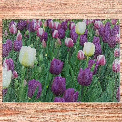Spring Tulip Garden Floral Cutting Board