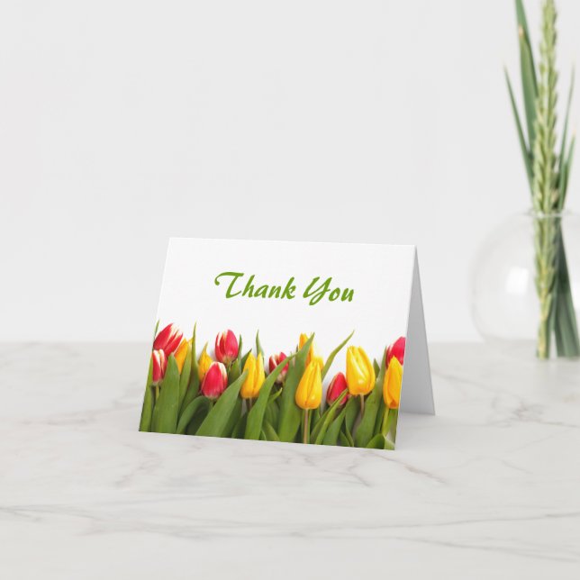 Spring Tulip Garden Thank You Note Card (Front)