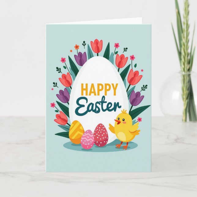 Spring Tulip Happy Easter Card (Front)
