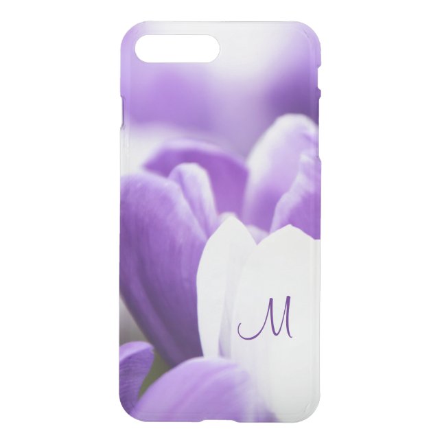 Spring Tulip Lavender Purple Monogram Uncommon iPhone Case (Back)