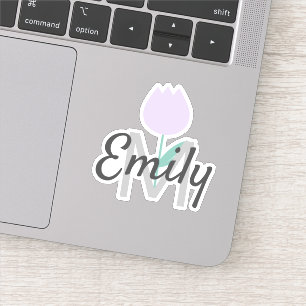 Spring Tulip Monogrammed Custom Name Sticker