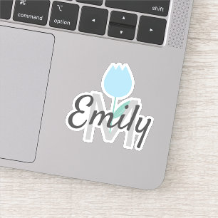 Spring Tulip Monogrammed Custom Name Sticker