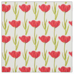 Spring tulip red and green watercolor fabric
