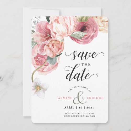 Spring Tulip Watercolor Bouquet  Photo Save The Date