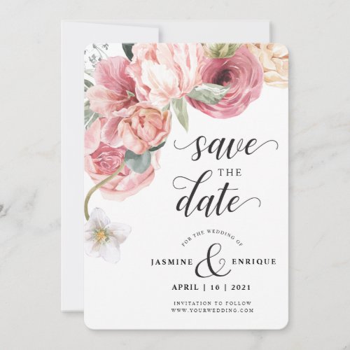 Spring Tulip Watercolor Bouquet  Photo Save The Date