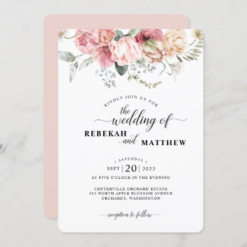 Spring Tulip Watercolor Bouquet Wedding Invitation