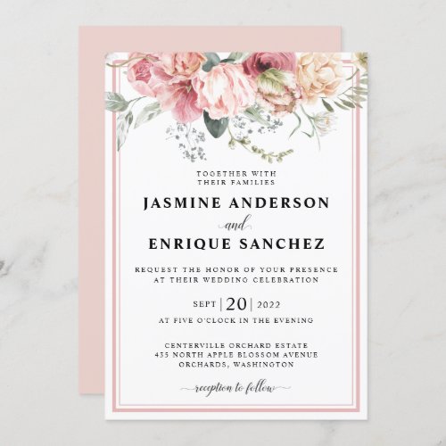 Spring Tulip Watercolor Bouquet Wedding Invitation