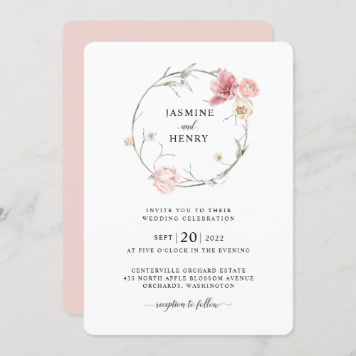 Spring Tulip Watercolor Bouquet Wedding Invitation