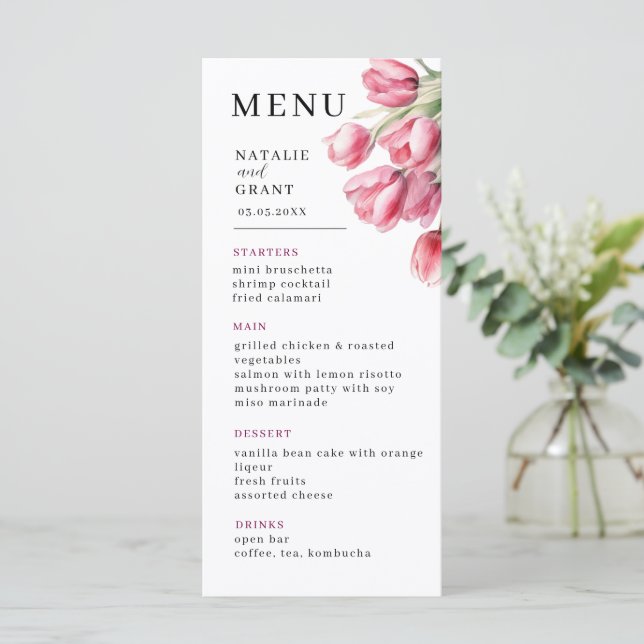 Spring Tulip Wedding Menu (Standing Front)