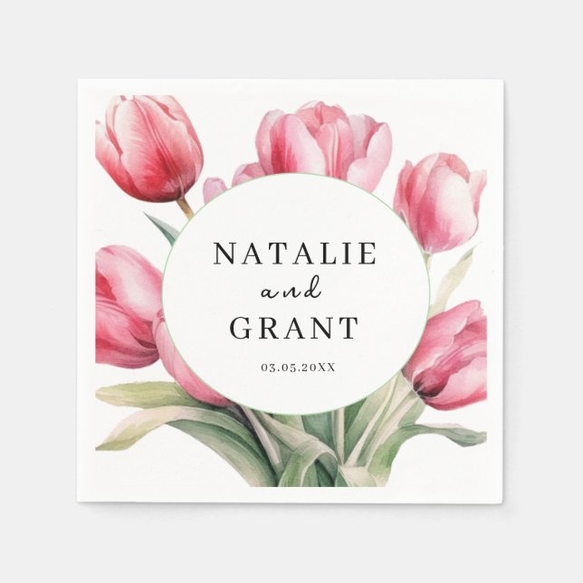 Spring Tulip Wedding Napkins (Front)