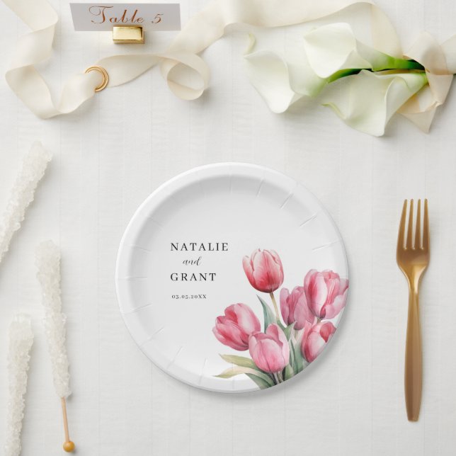 Spring Tulip Wedding Paper Plates (Wedding)