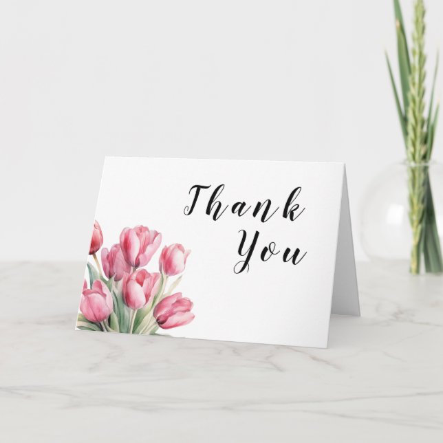 Spring Tulip Wedding Thank You Card (Front)