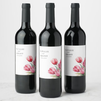 Spring Tulip Wedding Wine Label
