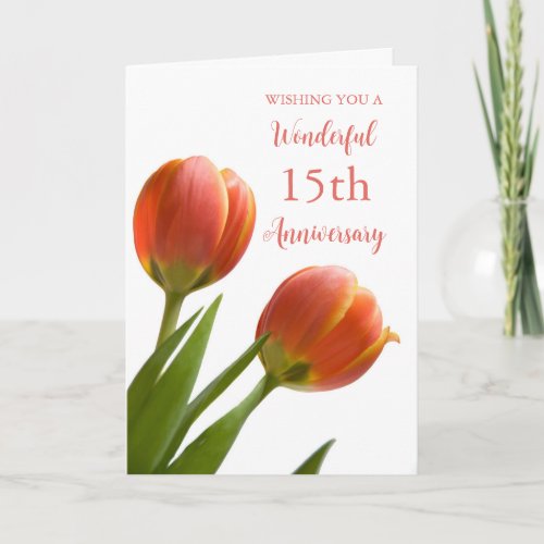 Spring Tulips 15th Wedding Anniversary Card