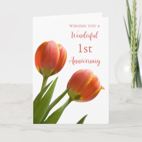 Spring Tulips 1st Wedding Anniversary Card