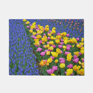 Spring tulips and bluebells doormat