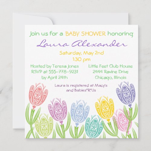 Spring Tulips - Baby Shower Invitation