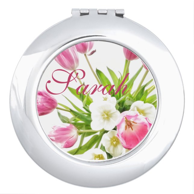 Spring Tulips Bouquet Customizable Compact Mirror (Front)