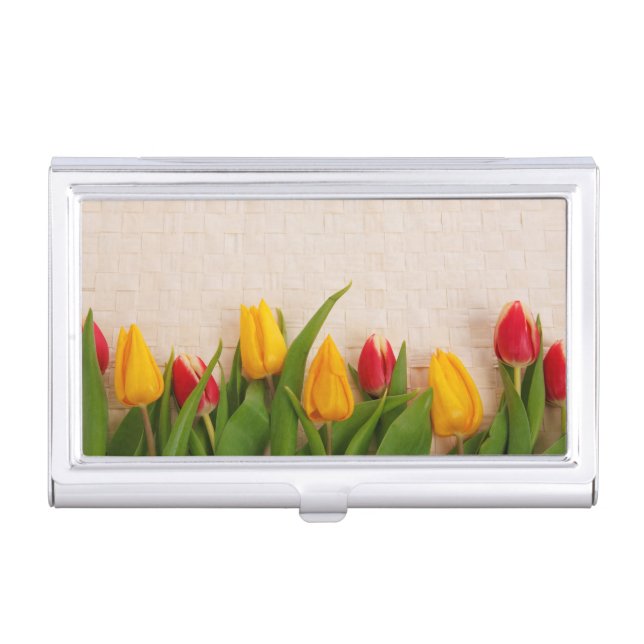 Spring Tulips Business Card Holder (Front)