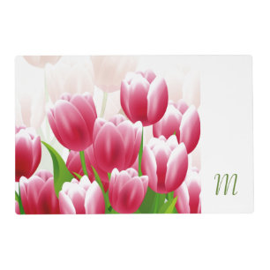 Spring Tulips. Custom Monogram Easter Placemats