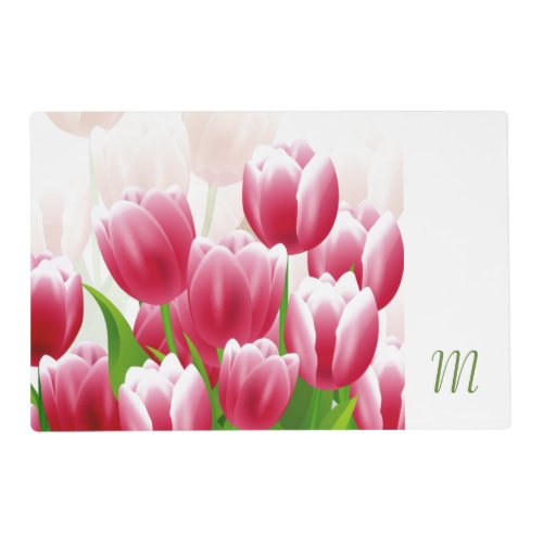 Spring Tulips Custom Monogram Easter Placemats