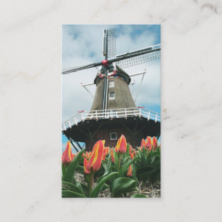 Spring Tulips Dutch Windmill Business Card