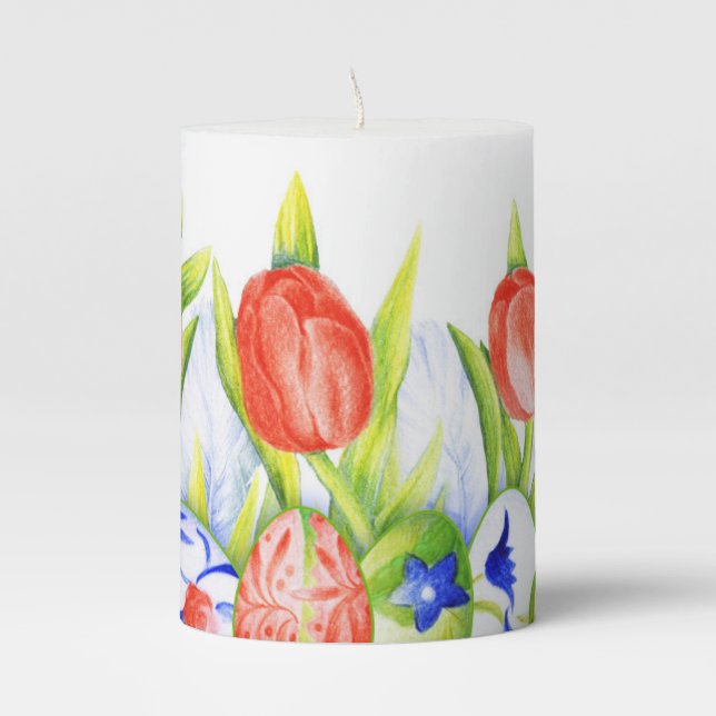 Spring Tulips Easter Candle (Front)