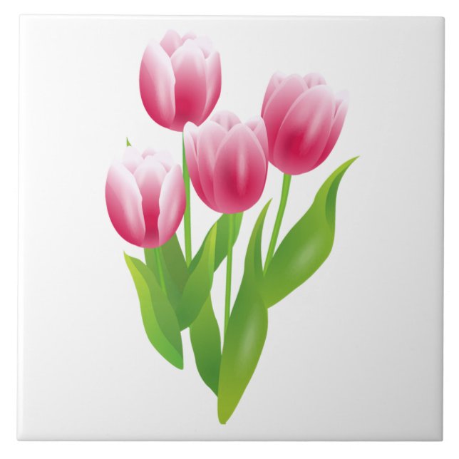 Spring Tulips. Easter Gift Ceramic Tile (Front)