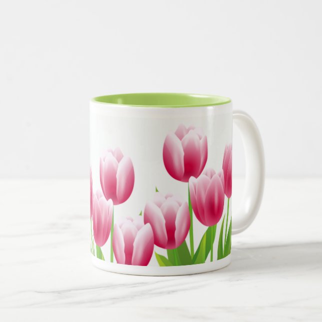 Spring Tulips Easter Gift Two-Tone Coffee Mug (Front Right)