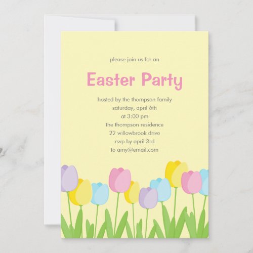 Spring Tulips Easter Party Invitation