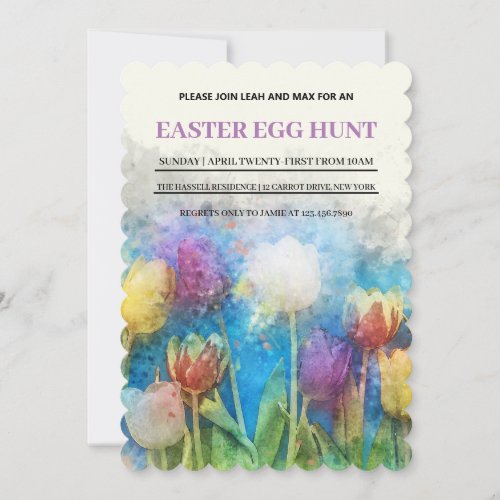 Spring tulips Ester hunt egg Invitation