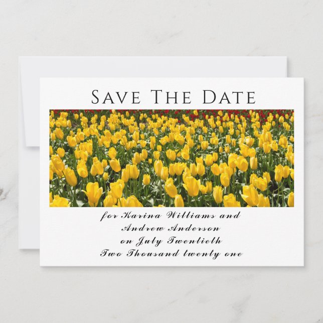 Spring Tulips Flat Save The Date Card (Front)