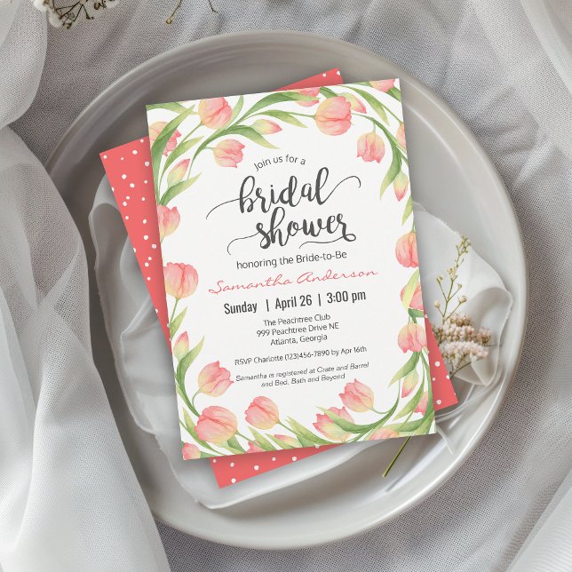 Spring Tulips Floral Bridal Shower Invitation (Available in both printed and instant download digital formats.)