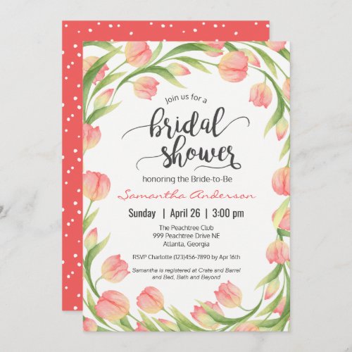 Spring Tulips Floral Bridal Shower Invitation