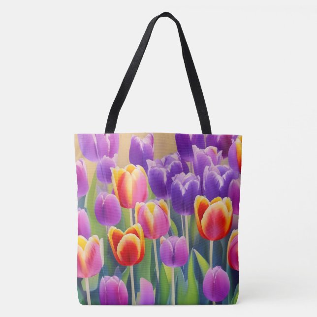 Spring Tulips Floral Tote Bag (Front)