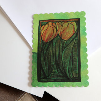 Spring Tulips Flower Tulip Art                     Thank You Card