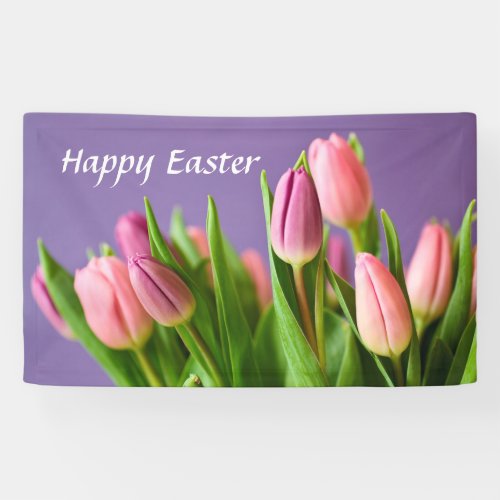 Spring Tulips Happy Easter Indoor Decorating Banner