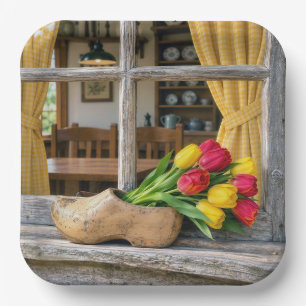 Spring Tulips in a Dutch Wooden Shoe Paper Plates