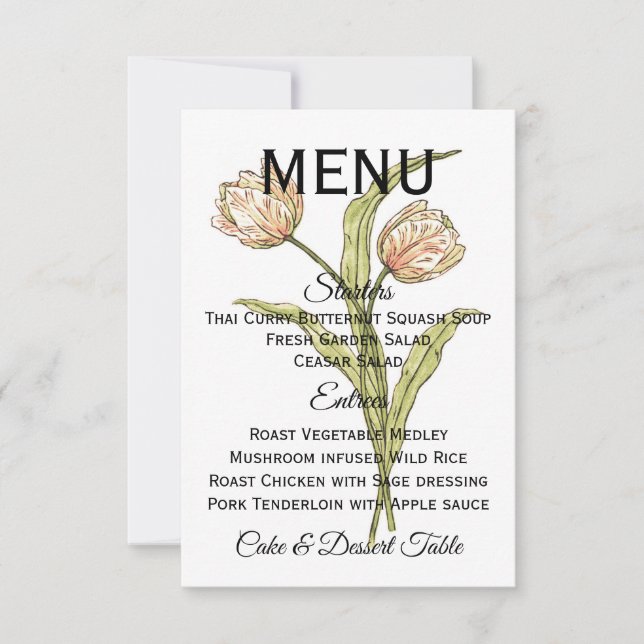 Spring Tulips Menu (fully customizable) Invitation (Front)
